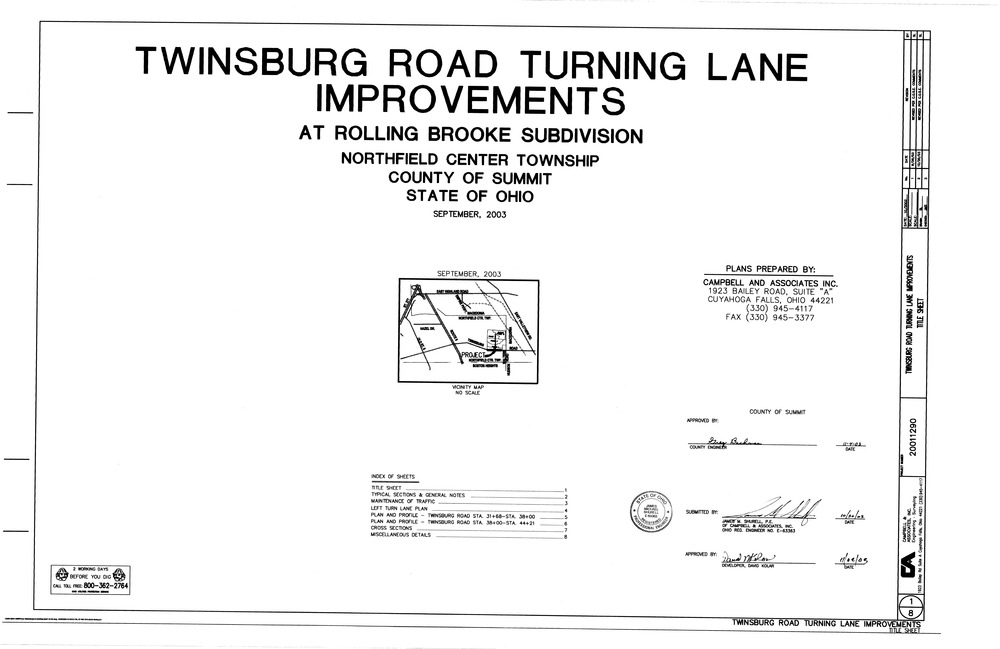 Twinsburg road turning lane improvements rolling brooke subdivision 01